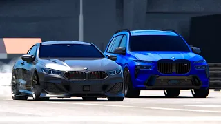 1000 HP BMW i7 M60i 2023 vs BMW M8 Competition (no speed limit) at Special Stage Route X