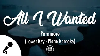 All I Wanted - Paramore (Lower Key - Piano Karaoke)