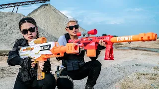 LTT Films : Couple Warrior SEAL Black Use Nerf Guns Fight Hunting Criminals Rocket Mask Dangerous