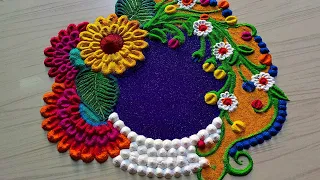 #1221 Innovative flowers rangoli design || satisfying video || Sand art