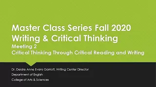 Critical Thinking Through Critical Reading and Writing | CTE Masterclass Series (2/3)