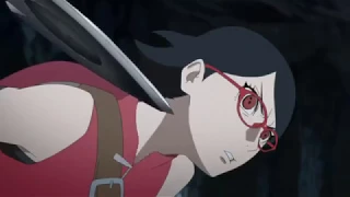 Sarada usa toda su fuerza para derrotar a la pequeña bestia de SHIN