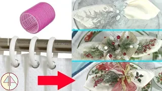 DIY From Trash! 10 Ideas! Napkin Rings FROM Shower Curtain Hooks or Hair Roller | 4Anastasia