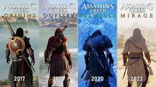 Assassin's Creed Mirage vs Valhalla vs Odyssey vs Origins | Graphics, Physics and Details Comparison