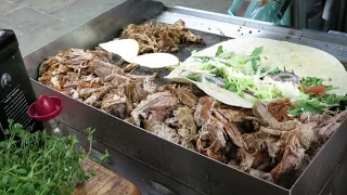 London Street Food. Texas-Style Pulled Barbecue Pork Eaten in Camden Town