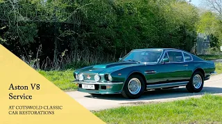 Aston Martin V8 in for service Behind the Scenes at Cotswold Classic Car Restorations