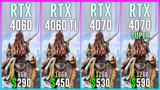 RTX 4060 vs RTX 4060 TI 16GB vs RTX 4070 vs RTX 4070 SUPER - Test in 20 Games