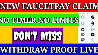 NEW FAUCETPAY CLAIM SITE NO TIMER NO LIMIT UNLIMITED COINS INSTANT PAYOUT NEW LEGIT EARNING SITE