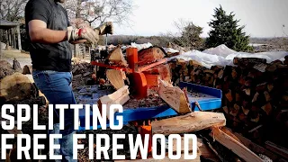 Splitting Free Firewood - Building My Firewood Stash (Eastonmade Ultra Log Splitter)