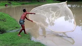 Net Fishing। Catching Lot of Fish By Cast Net। Fishing with beautiful nature (part - 125)