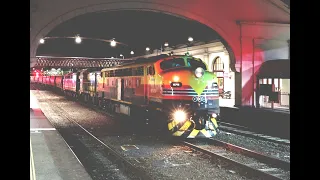 ALL 3 TRACKS IN USE at Night - Ballarat Railway Station.