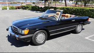 03/19/24 For sale 1987 Pristine Mercedes R107 560SL, Black on Palomino, Canvas Check & - Perfect.