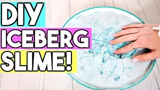 How To Make ICEBERG SLIME! DIY Easy, Giant Fluffy Slime!