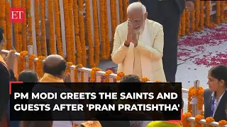 PM Modi greets the saints and guests after the Ram Mandir consecration ceremony conclusion