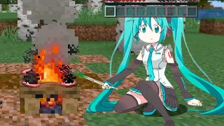 Hatsune Miku poke scene but it's in Minecraft (Jashin-chan Dropkick)