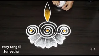 Morning rangoli & kolam designs || 2 Simple muggulu for Daily Purpose