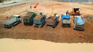 Epic 6 New Update Good Action 5 Ton Truck Unloading Soil Stone And D R 51PX KOMATSU Dozer Removing