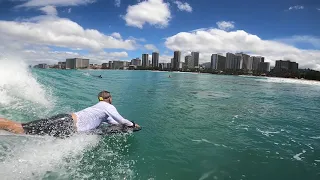 WAIKIKI WALLS BODYBOARDING w MIKE