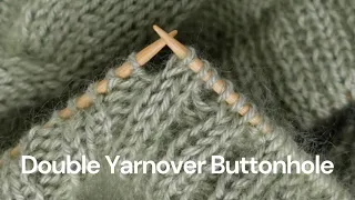 Double Yarnover Buttonhole in Double Ribbing