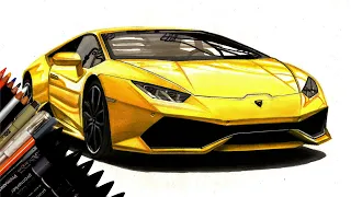 Realistic Car Drawing - Lamborghini Huracan - Time Lapse - Drawing Ideas