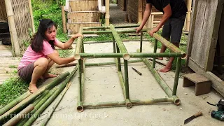 How To Make a Wardrobe Out Of Bamboo - Vietnamese Couple Build Bamboo 2-Story House Off Grid