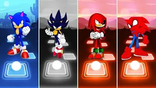 Sonic The Hedgehog 🆚 Spiderman Sonic 🆚 Knuckles Exe Sonic 🆚 Dark Blue Sonic | Sonic Tiles Hop