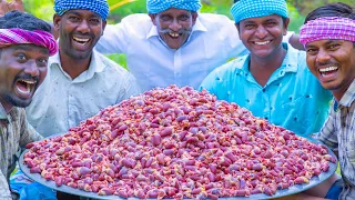 2000 CHICKEN HEARTS FRY | Spicy Hearts Recipe Cooking in Village | Chicken Parts Recipes