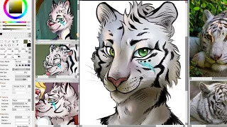 Speedpaint furry / Рисую портрет тигра ( Paint Tool SAI )