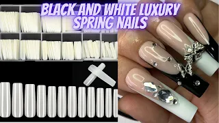TRYING NEW  SQUARE FULL COVER NAIL TIPS FROM AMAZON | SPRING NAILS | PRESS ON NAIL TUTORIAL