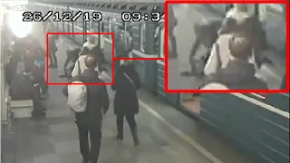 Неадекват избил в московском метро (видео с камер)