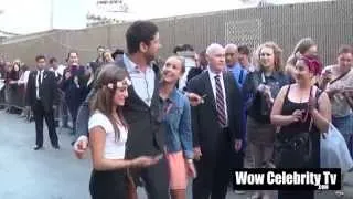 Gerard Butler signs Autographs for fans at Jimmy Kimmel Live in Hollywood