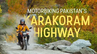 Solo female traveler motorbikes the Karakoram Highway in Pakistan