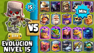 ESQUELETOS EVOLUCIONADOS NIVEL ELITE vs TODAS LAS CARTAS al MINIMO | Clash Royale