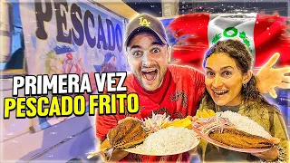 Probando PESCADO FRITO en una COMBI del PERÚ!!