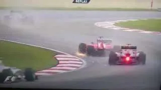 F1 2013 - Malaysia - Alonso Crashed Front Wing - Slow Motion