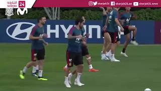 Spain train at their Krasnodar team base ahead of final Group B match