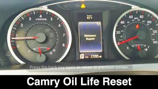 2015 Toyota Camry Maintenance Reminder Reset Oil light reset