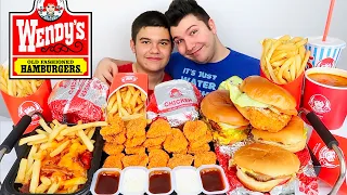 My Little Brother Tries Wendy's For The First Time • MUKBANG