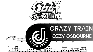Ozzy Osbourne - Crazy Train ( + Drumless track ) (Drum transcription) | Drumscribe!