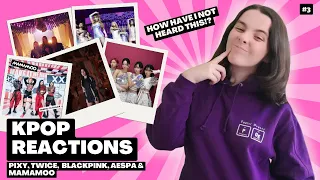 FIRST TIME REACTING TO FEMALE K-POP MUSIC VIDEOS!  PIXY, Mamamoo, BLACKPINK, Aespa & TWICE