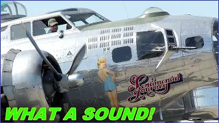 Full start-up & take-off of the B-17 Sentimental Journey (Raw engine sound, no music)