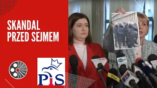 Skandal przed Sejmem - konferencja PiS