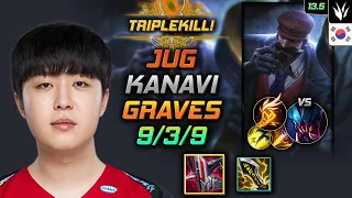 카나비 정글 그레이브즈 템트리 룬 철갑궁 기발 - Kanavi Graves Jungle vs Rek'Sai - 롤 KR 13.5