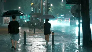 [Rain Walk] 안국동 거리, 폭우가 내리는 도시. Seoul night street in heavy rain