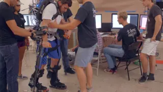 Mark takes first steps in Powered Exoskeleton