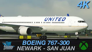 XBOX MSFS 2020 REALISM || BOEING 767-300 NEWARK - SAN JUAN || UNITED AIRLINES SMOOTH LANDING