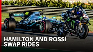 F1 vs MotoGP: Lewis Hamilton and Valentino Rossi swap rides for the day