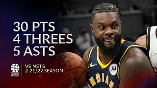 Lance Stephenson 30 pts 4 threes 5 asts vs Nets 21/22 season