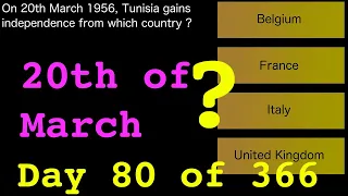 On This Date 20th March General Knowledge Pub Trivia/Quiz. Day 80 of 366. Quiz Off Episode 210