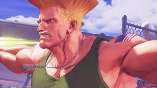 Street Fighter V - Guile Intro, Critical Art, Victory Pose and All Story Mode Cutscenes